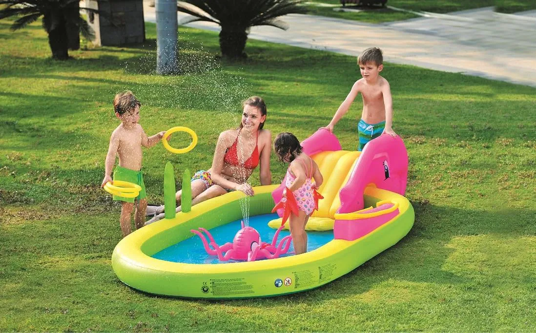 117" Ocean Life Themed Inflatable Children's Play Pool with Slide