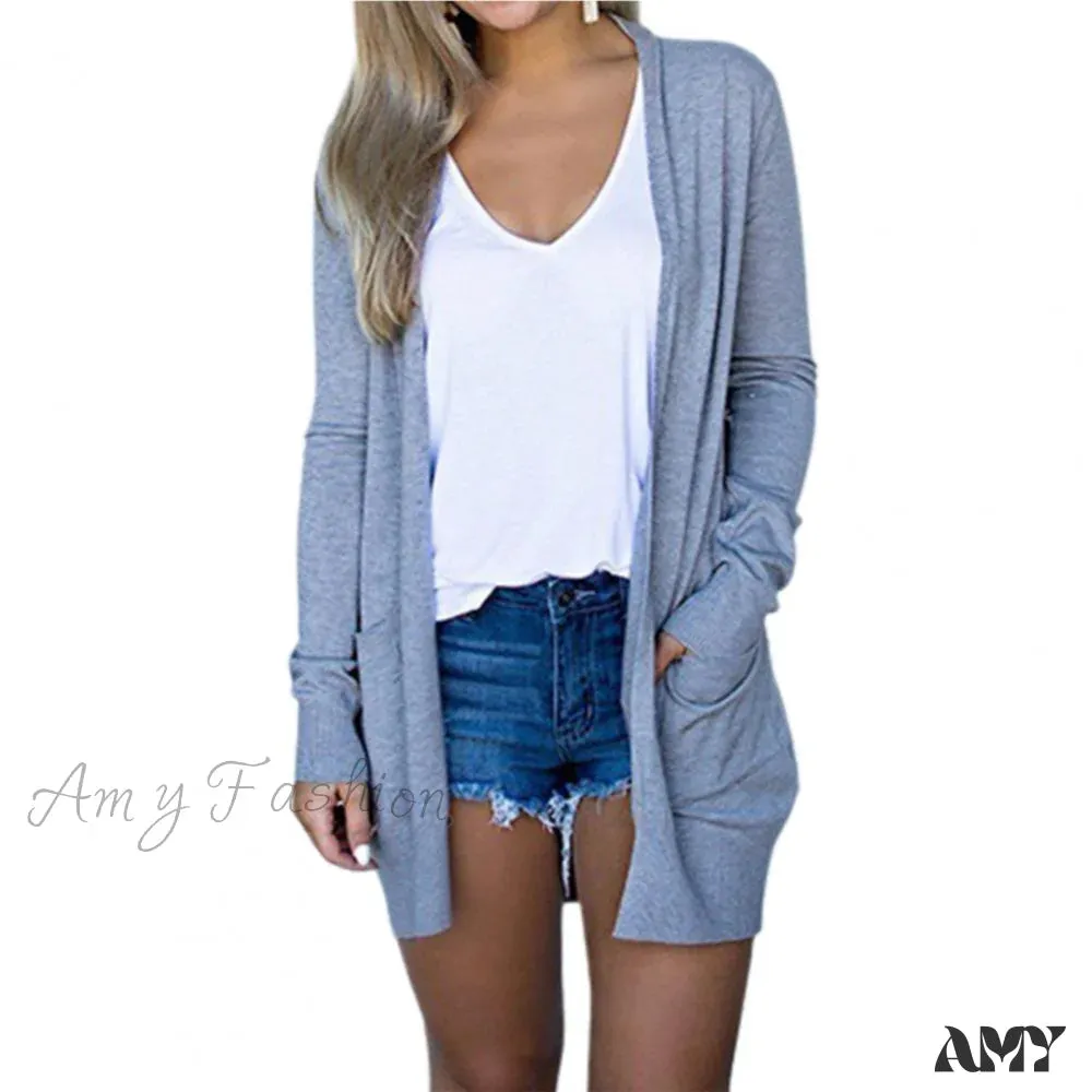 Amy Fashion - Long Cardigan Coat for Women's Clothing Cardigans