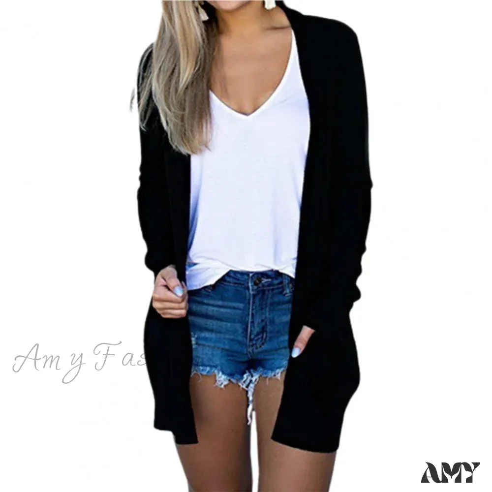 Amy Fashion - Long Cardigan Coat for Women's Clothing Cardigans