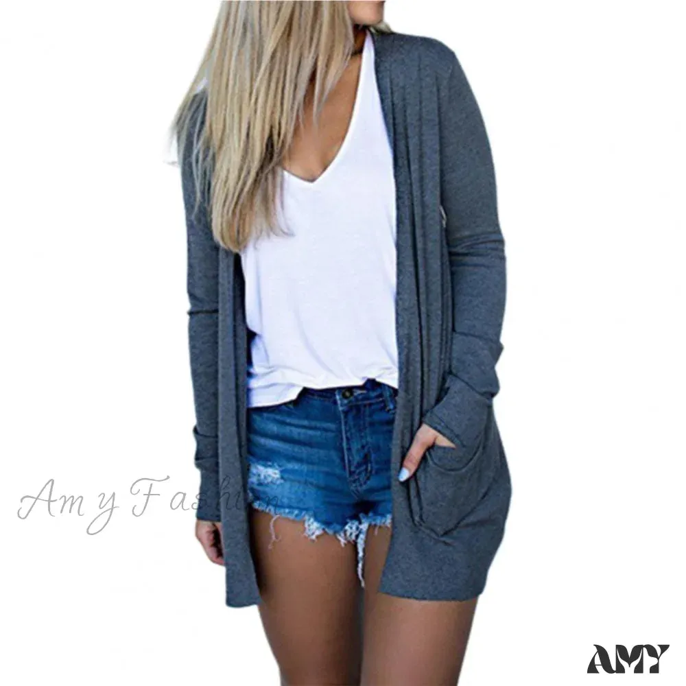 Amy Fashion - Long Cardigan Coat for Women's Clothing Cardigans