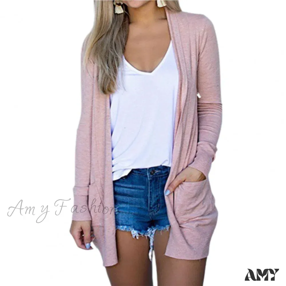 Amy Fashion - Long Cardigan Coat for Women's Clothing Cardigans