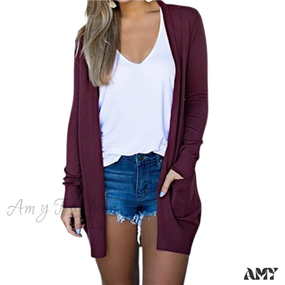 Amy Fashion - Long Cardigan Coat for Women's Clothing Cardigans