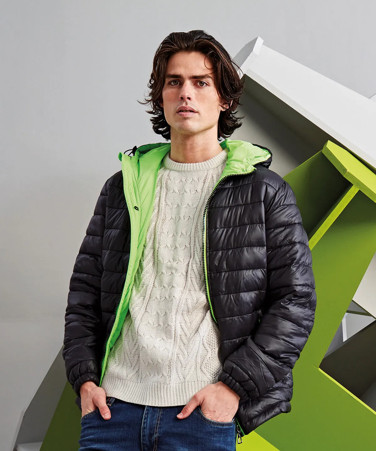 Black/Lime - Padded jacket