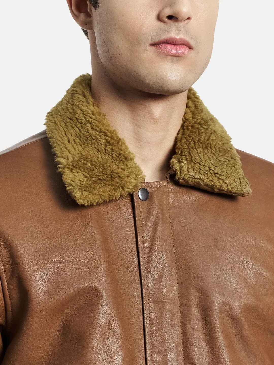 Brown Bomber Leather Jacket