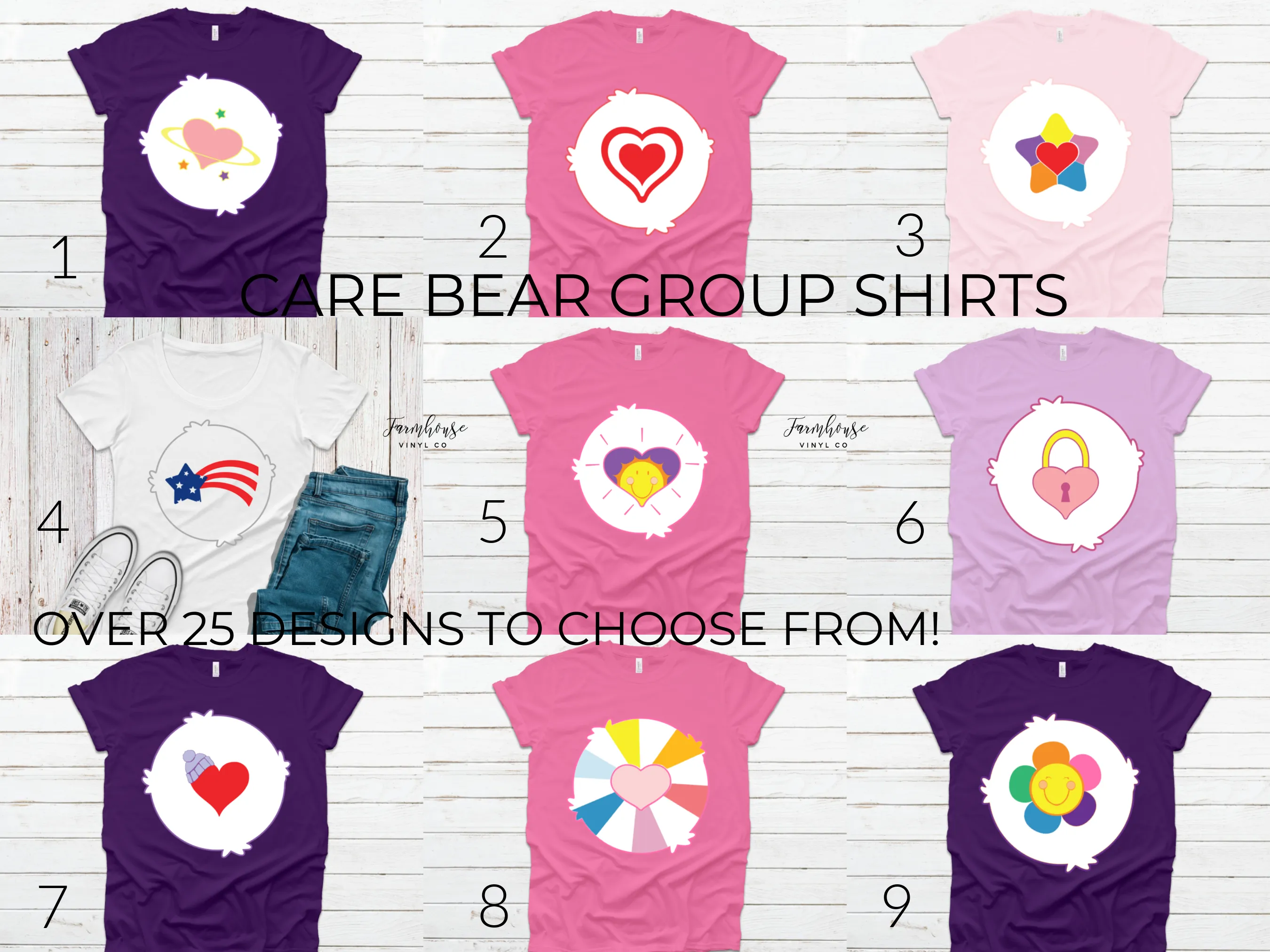 Care Bear Group Costume Matching Shirts