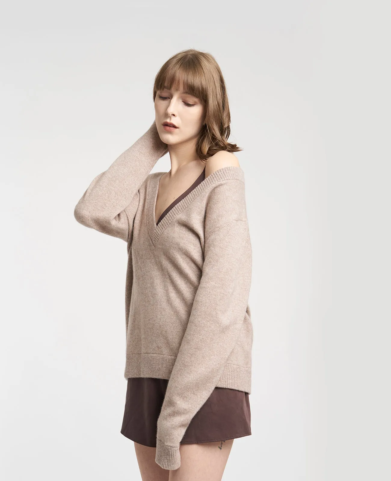 Cashmere Double V-Neck Sweater