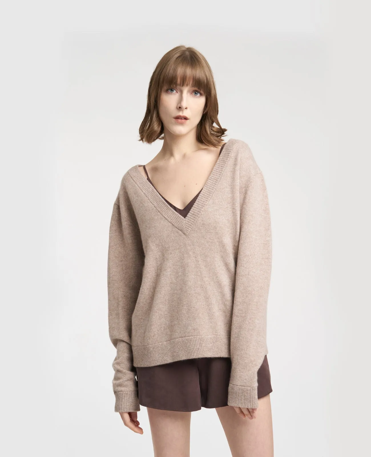 Cashmere Double V-Neck Sweater