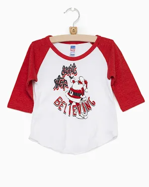 Children's Don't Stop Believing Red Baseball Sleeve Tee (FINAL SALE)