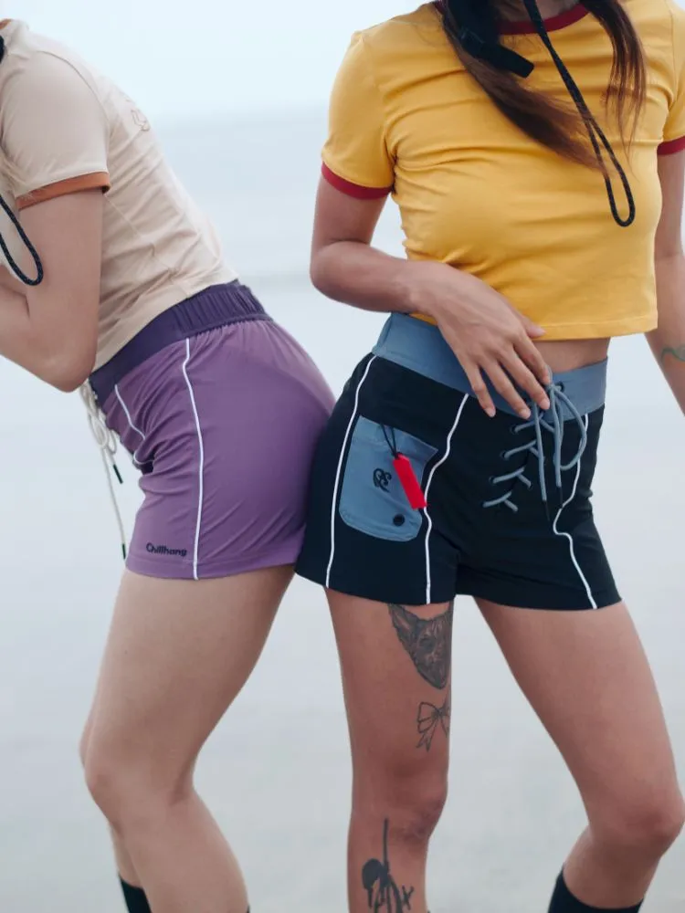 CHILLHANG Retro Colorblock Surf Shorts - Women's