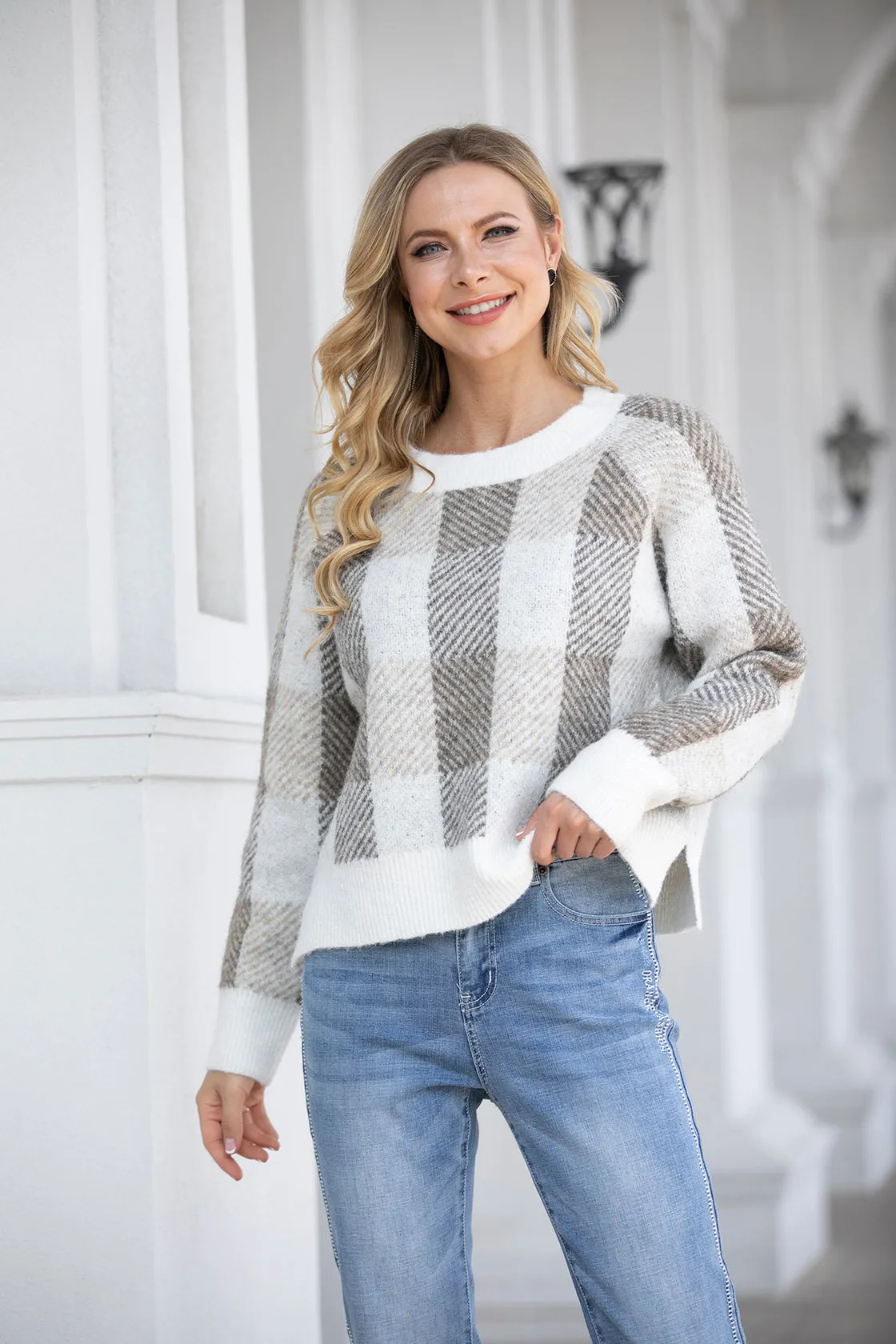 Crosshatch Delight Knitted Sweater