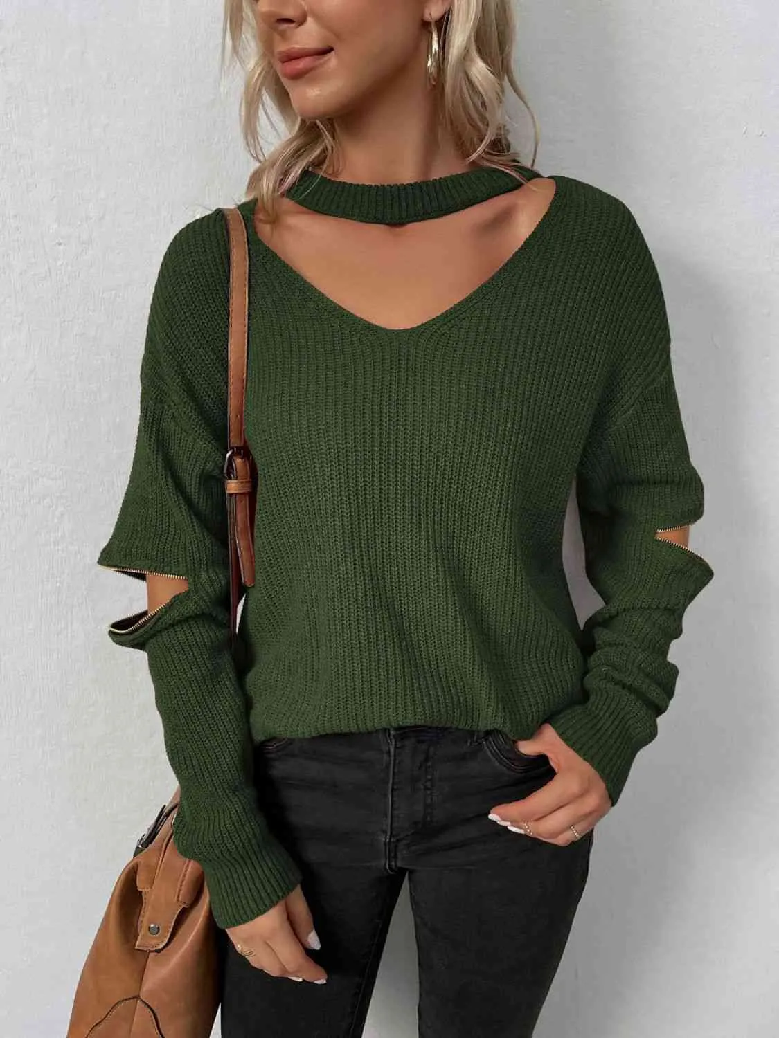 Cutout Zip Detail Sweater