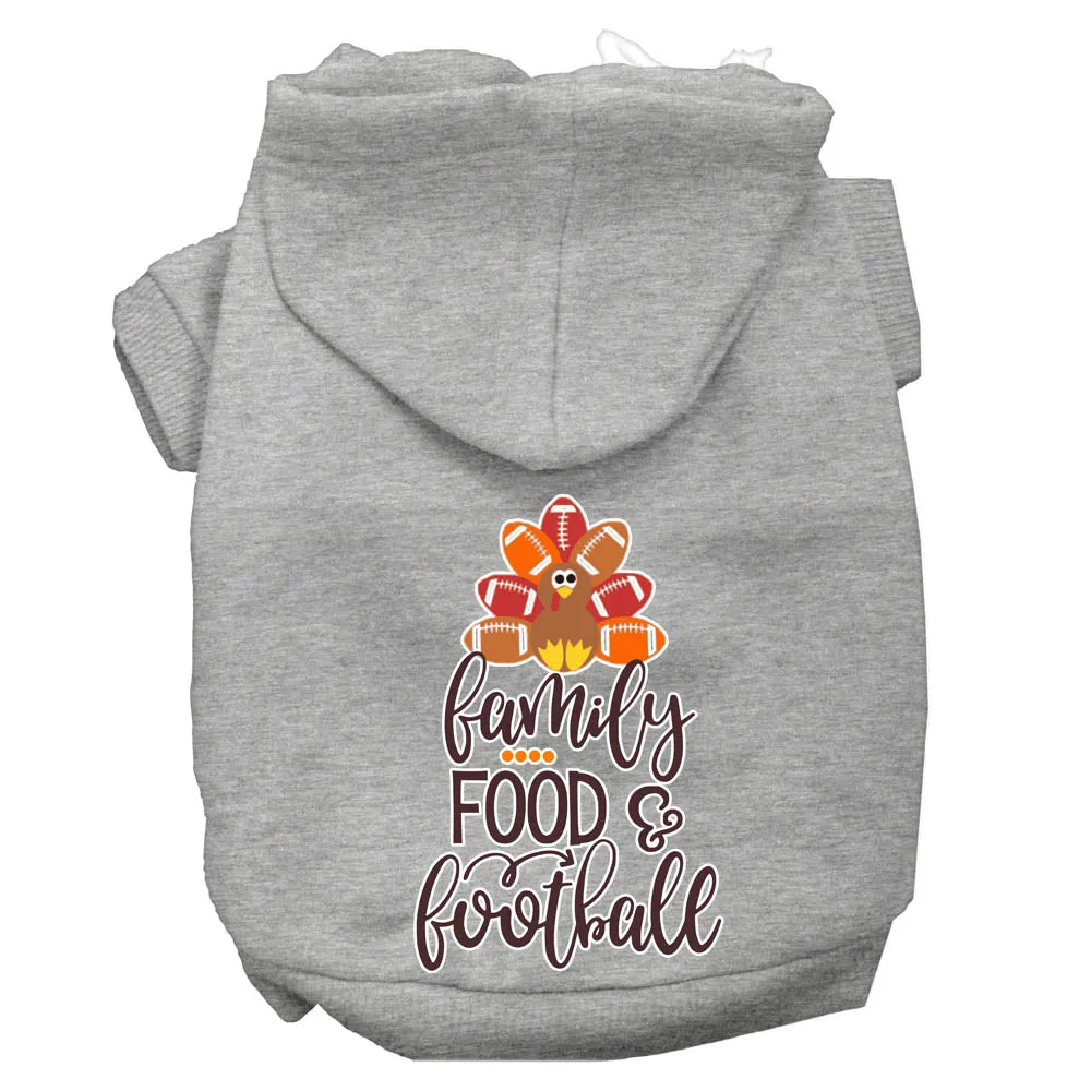 Family, Food, And Football Screen Print Dog Hoodie Grey S