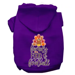 Family, Food, And Football Screen Print Dog Hoodie Purple Xxl