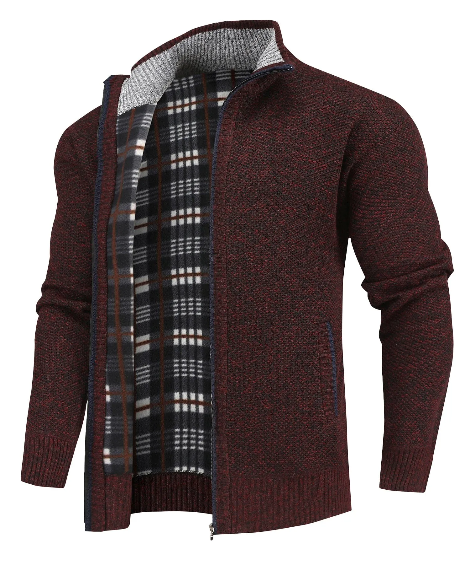 Flannel-Lined Full-Zip Sweater (5 Designs)