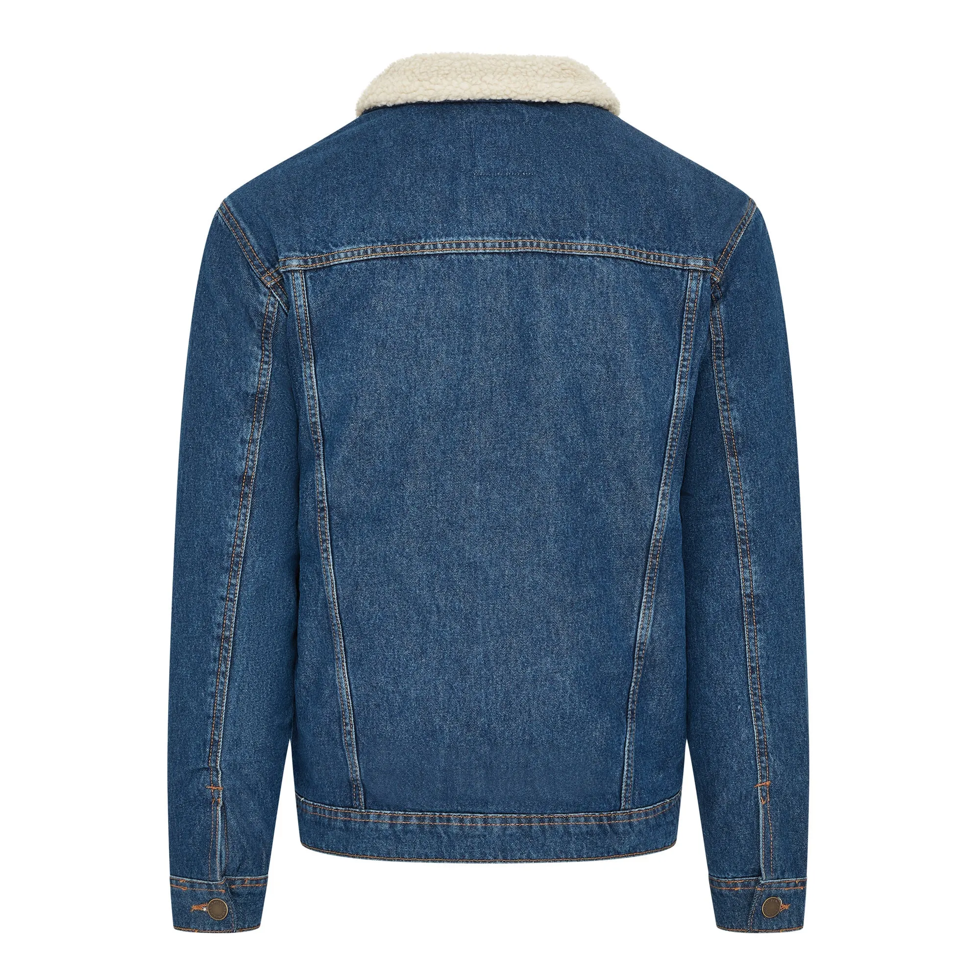 Flynn mens borg lined denim jacket in Blue wash