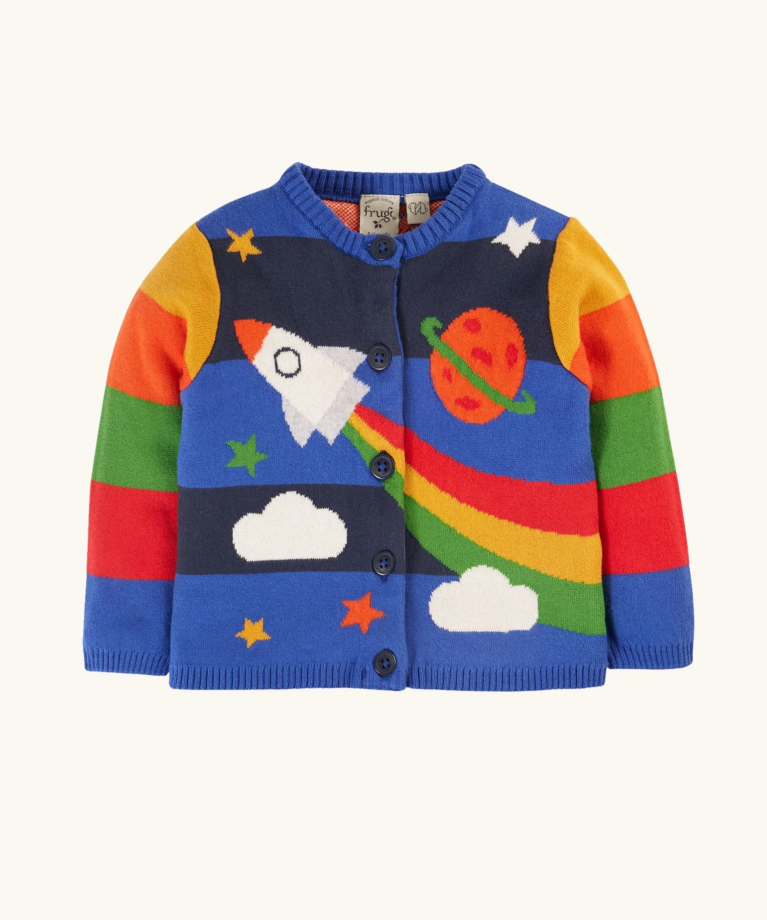 Frugi Corin Knitted Cardigan - Blue Tang/Rocket Flight