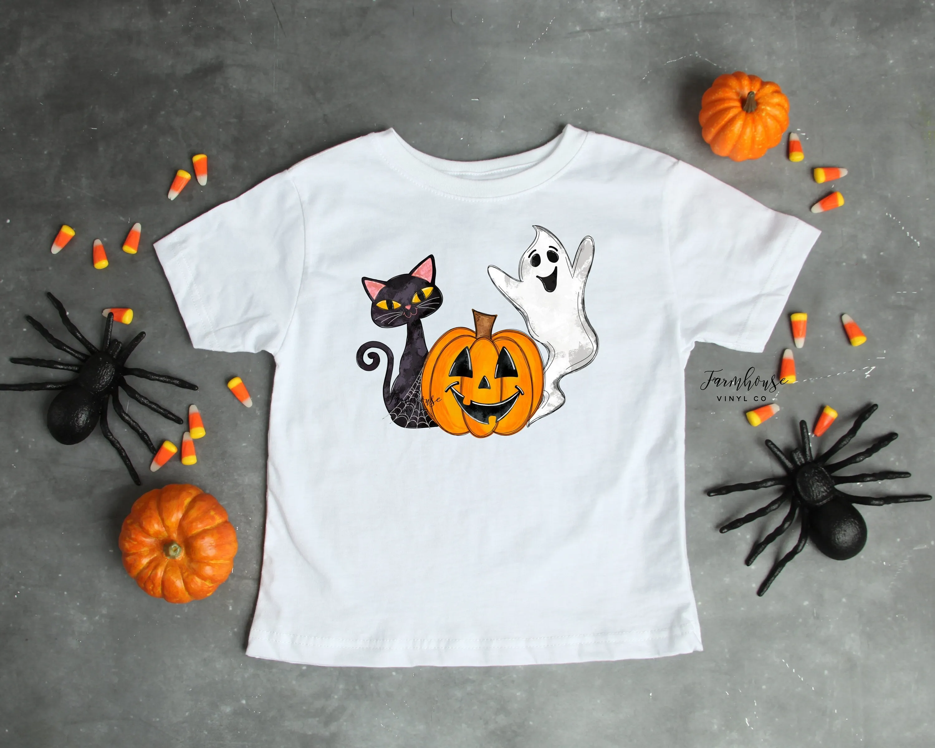 Halloween Cat Ghost Kids Shirt