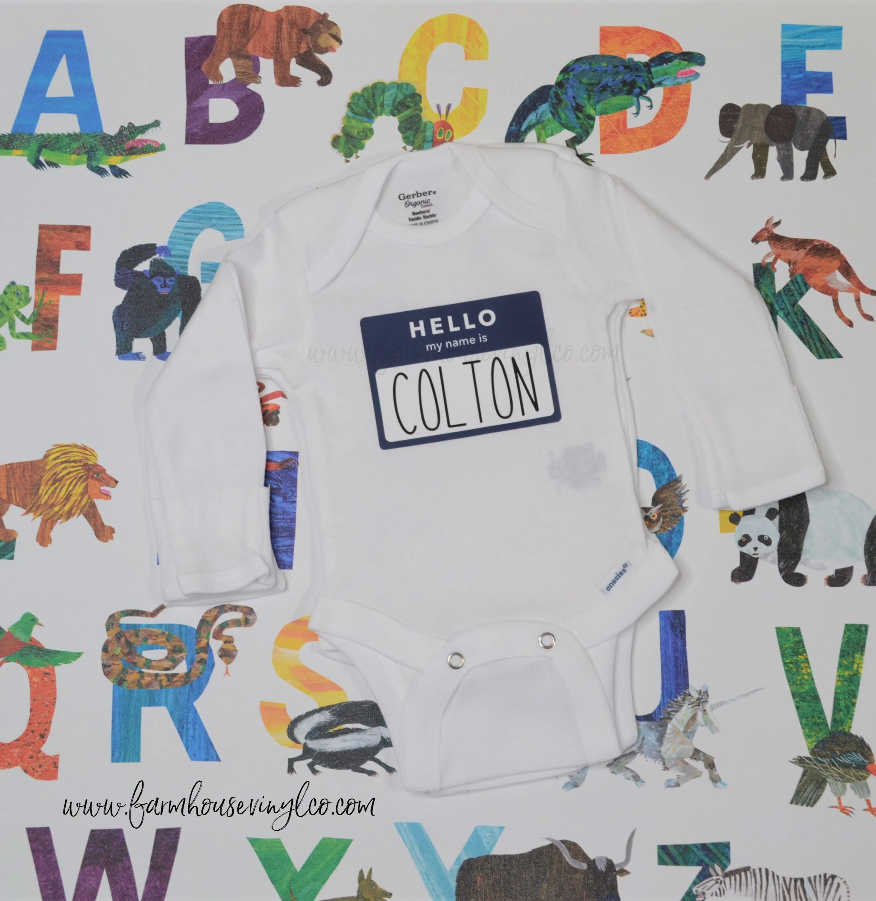 Hello My Name Is Baby Onesie Announcement