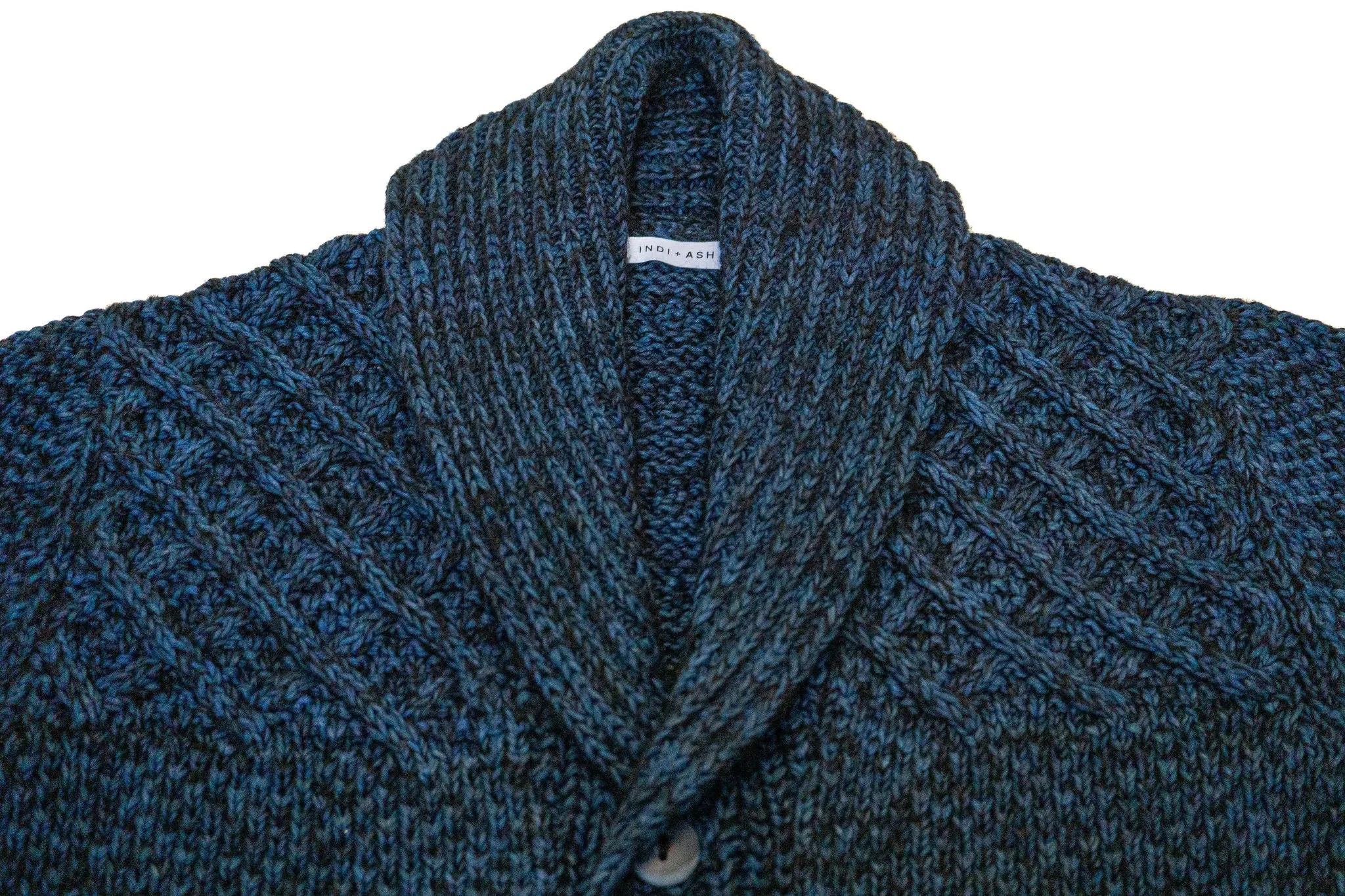 Indi   Ash Andes Cardigan - Plant Indigo Cotton/Jet Black Alpaca