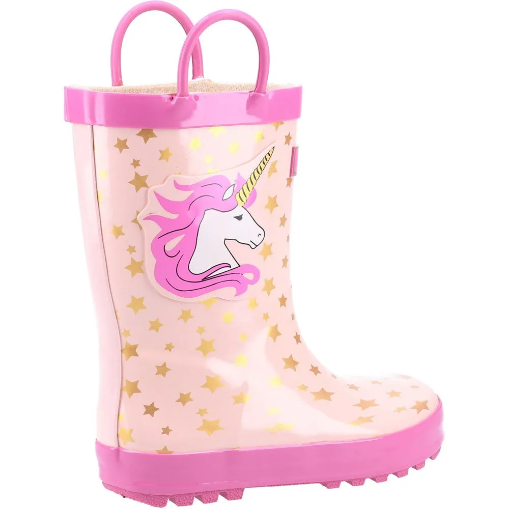 Kids Puddle Waterproof Pull On Boots Unicorn