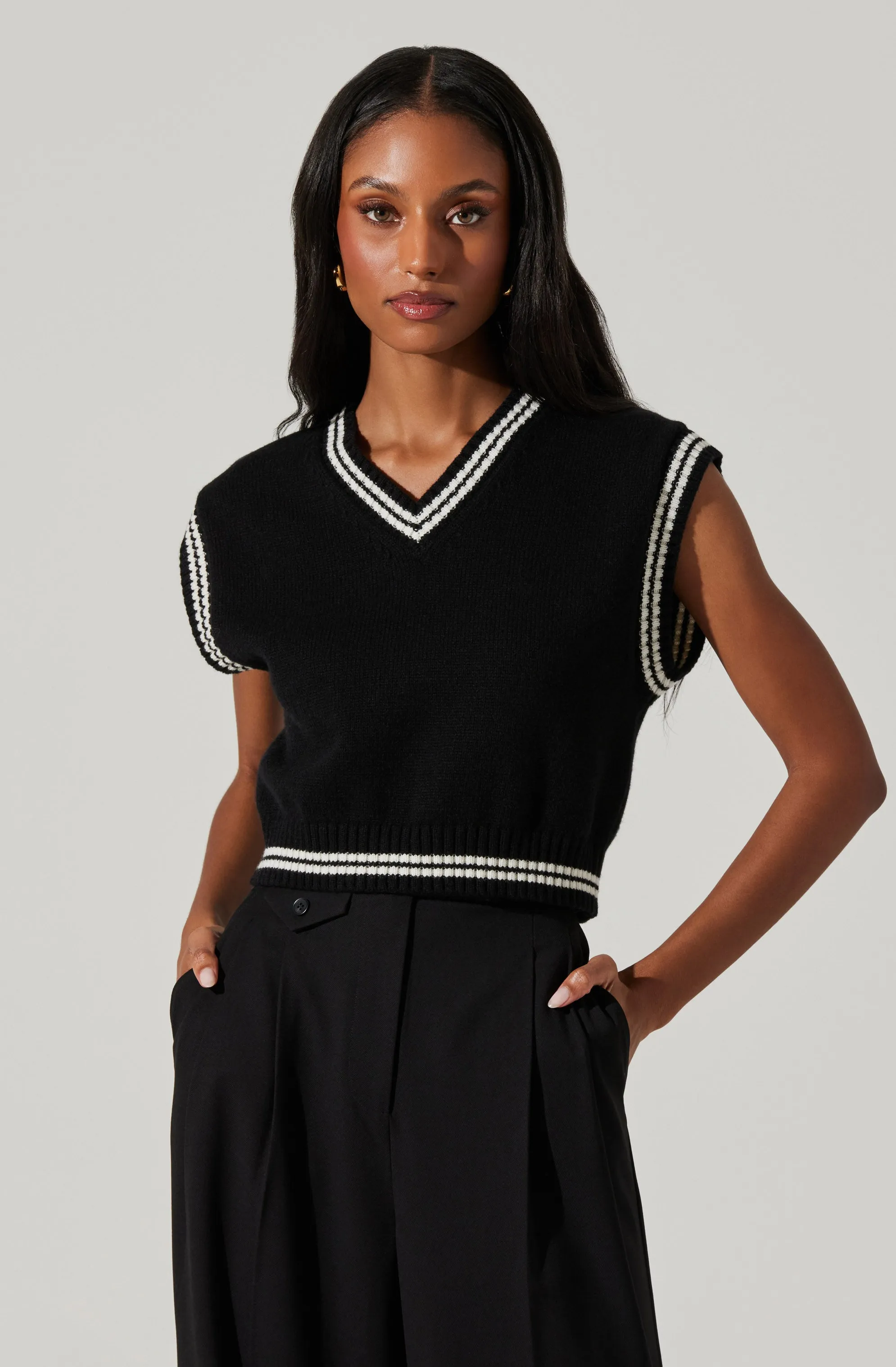 Kirby V-Neck Cropped Sweater Vest