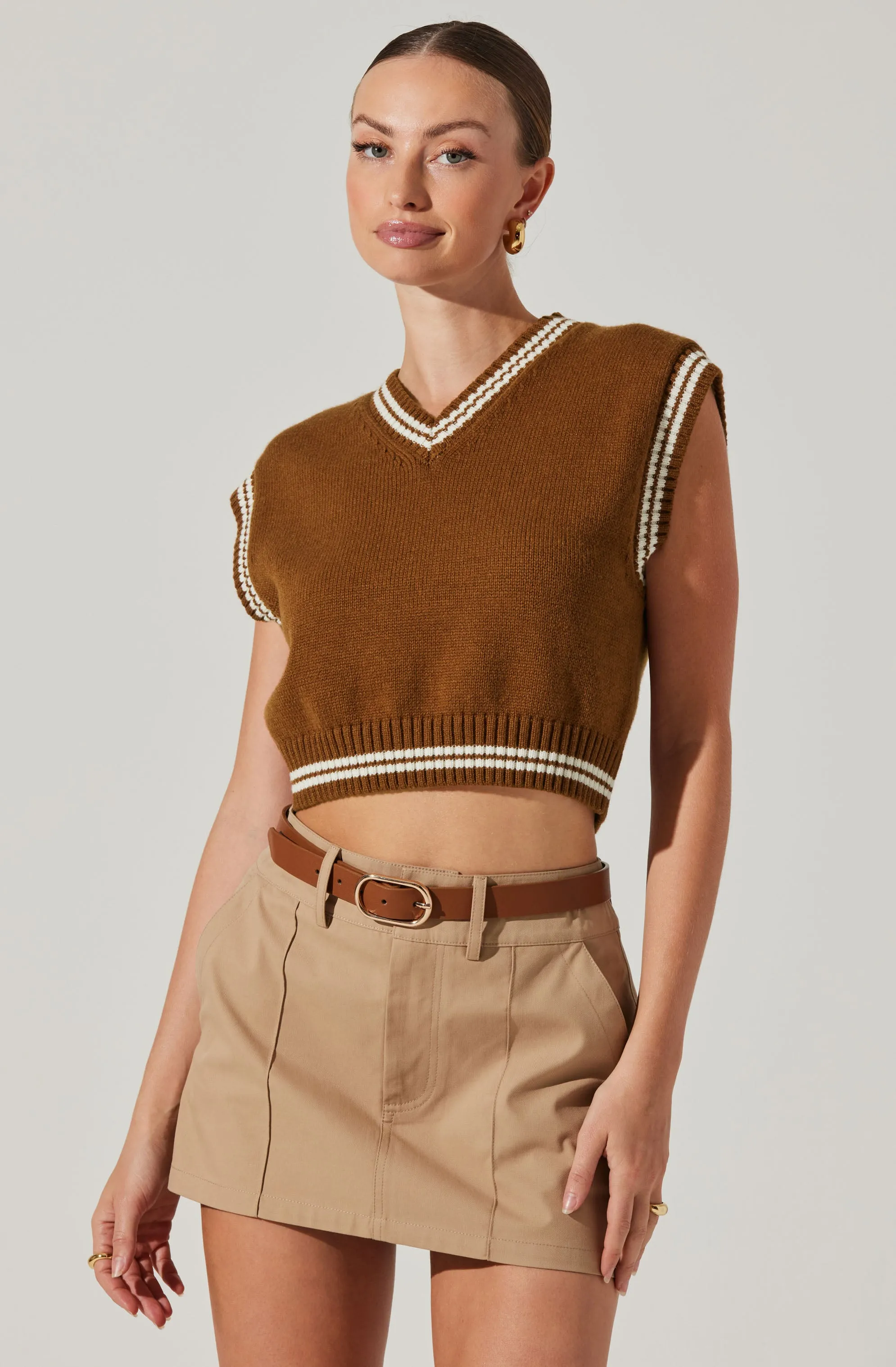 Kirby V-Neck Cropped Sweater Vest