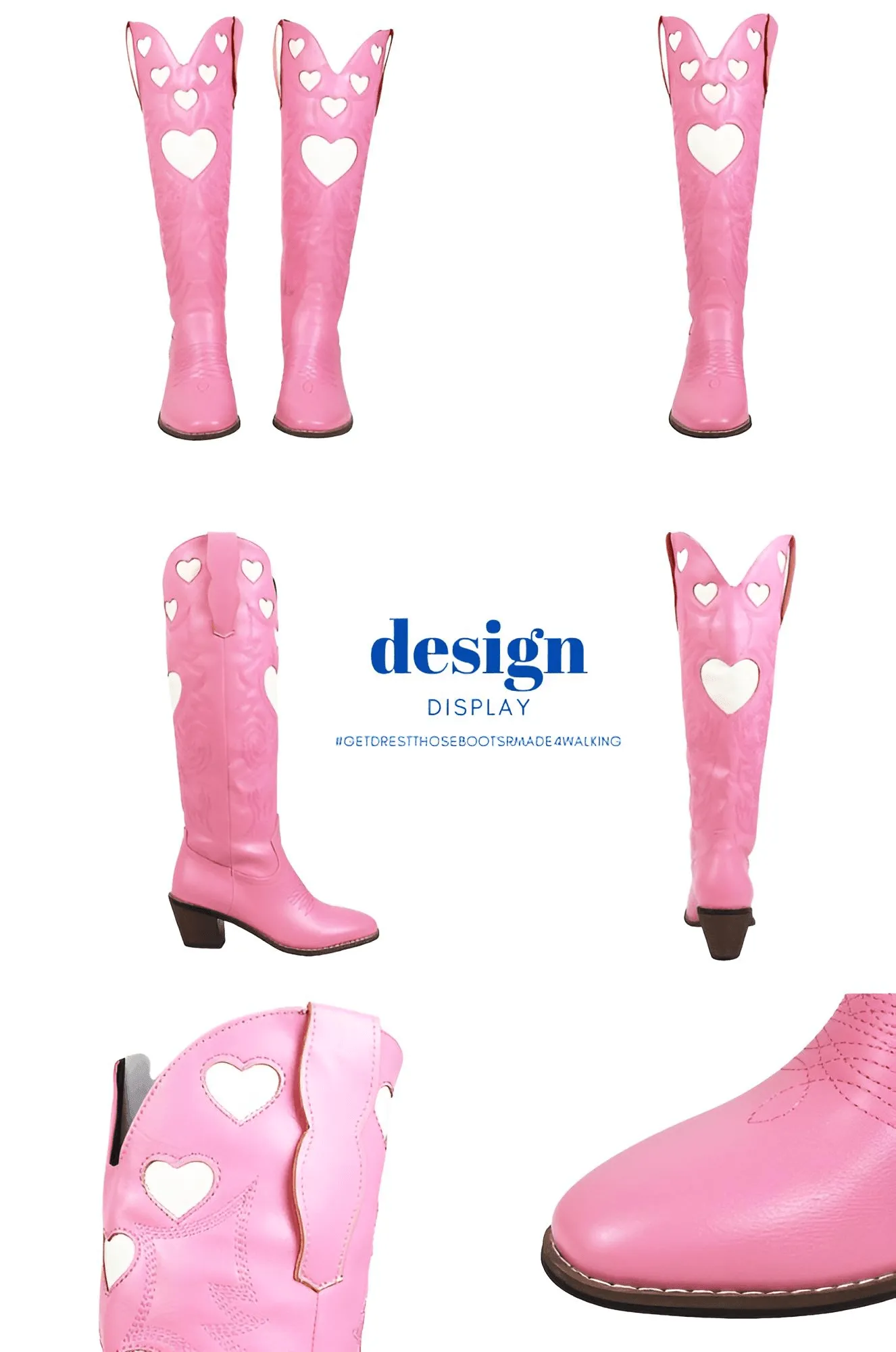 Knee High Heart Shape Cowboy Boots For Women - In 8 Colors!