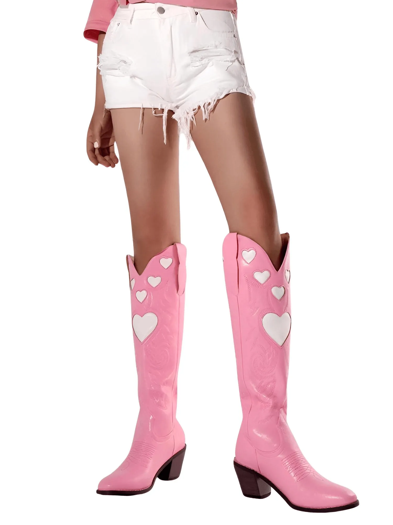 Knee High Heart Shape Cowboy Boots For Women - In 8 Colors!