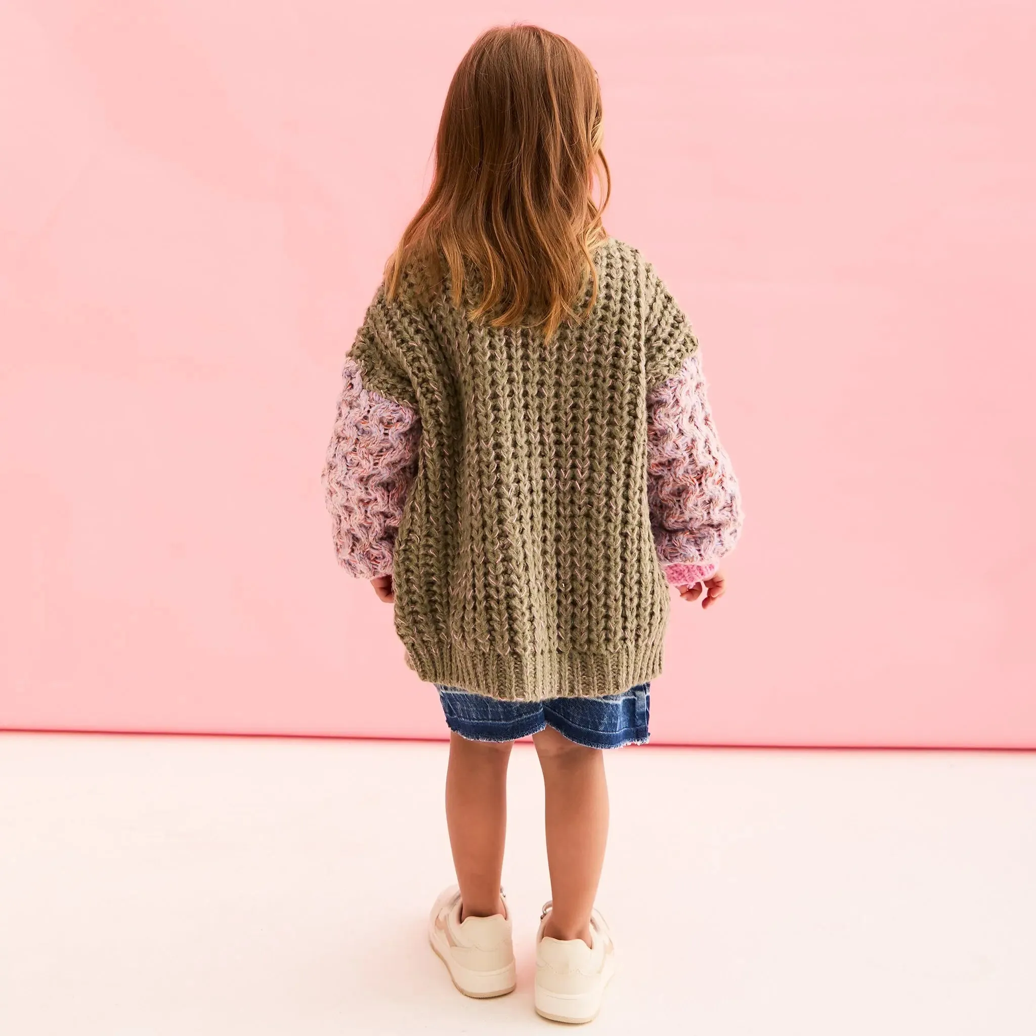 Madison Mini Me Oversized Balloon Sleeve Kids Cardigan