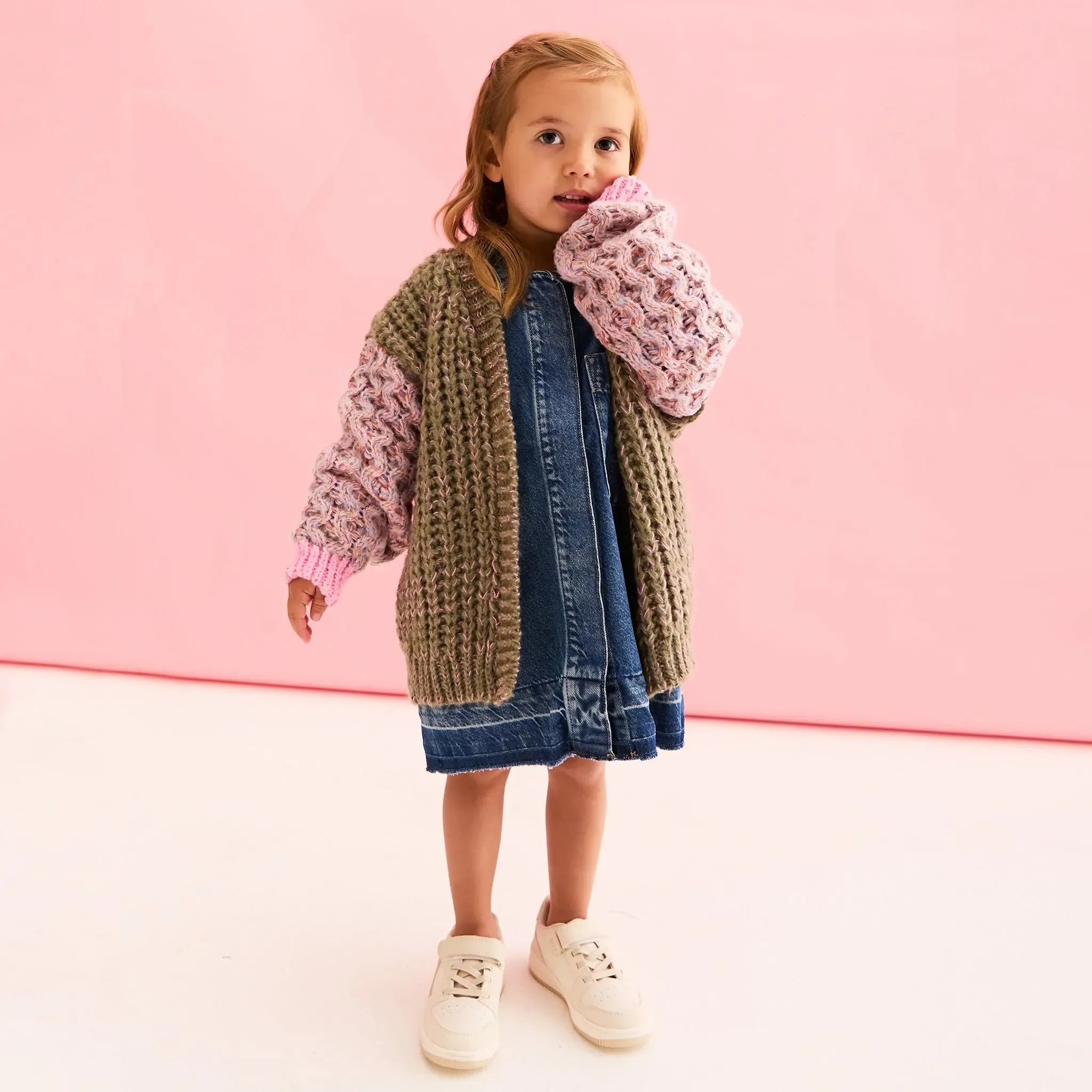 Madison Mini Me Oversized Balloon Sleeve Kids Cardigan