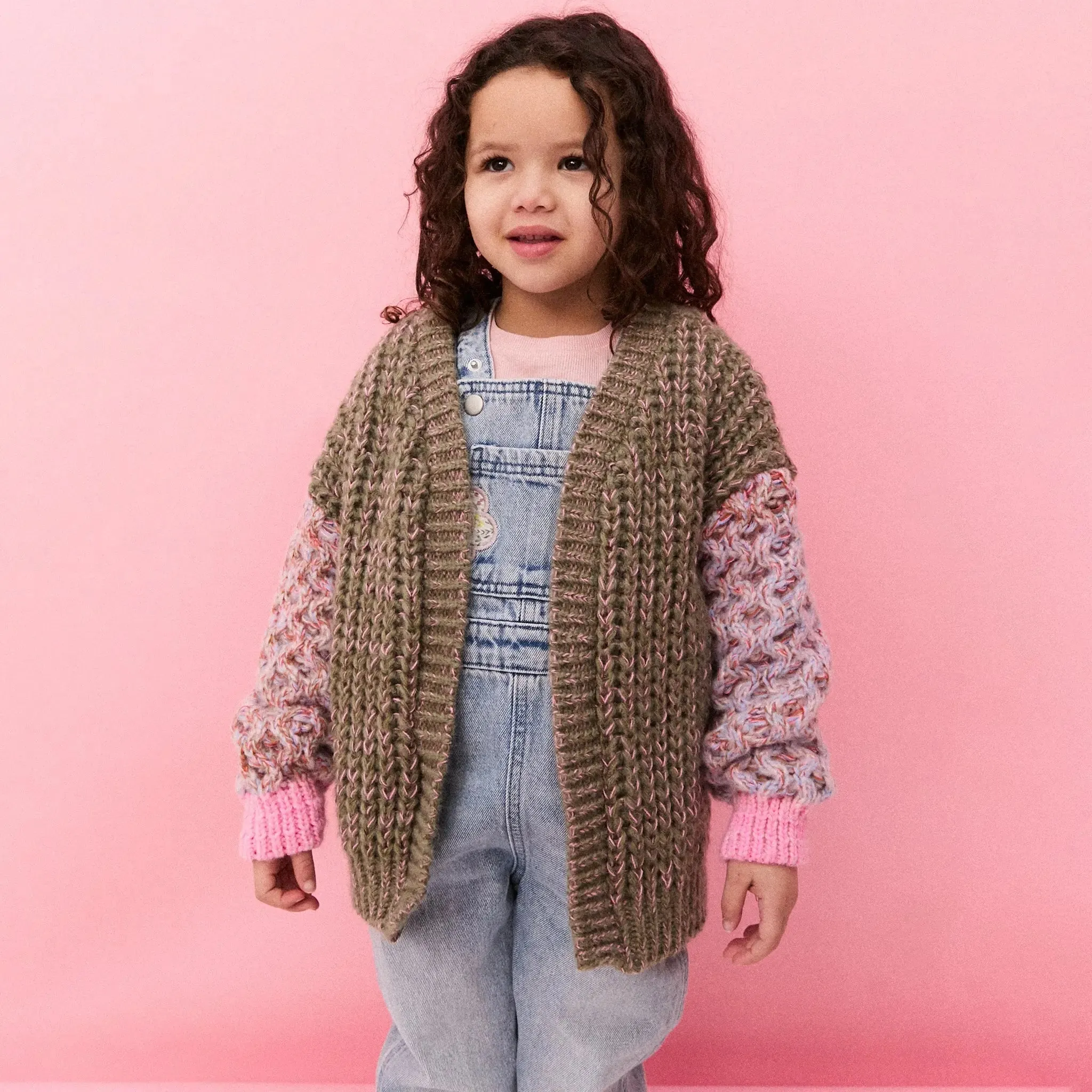 Madison Mini Me Oversized Balloon Sleeve Kids Cardigan