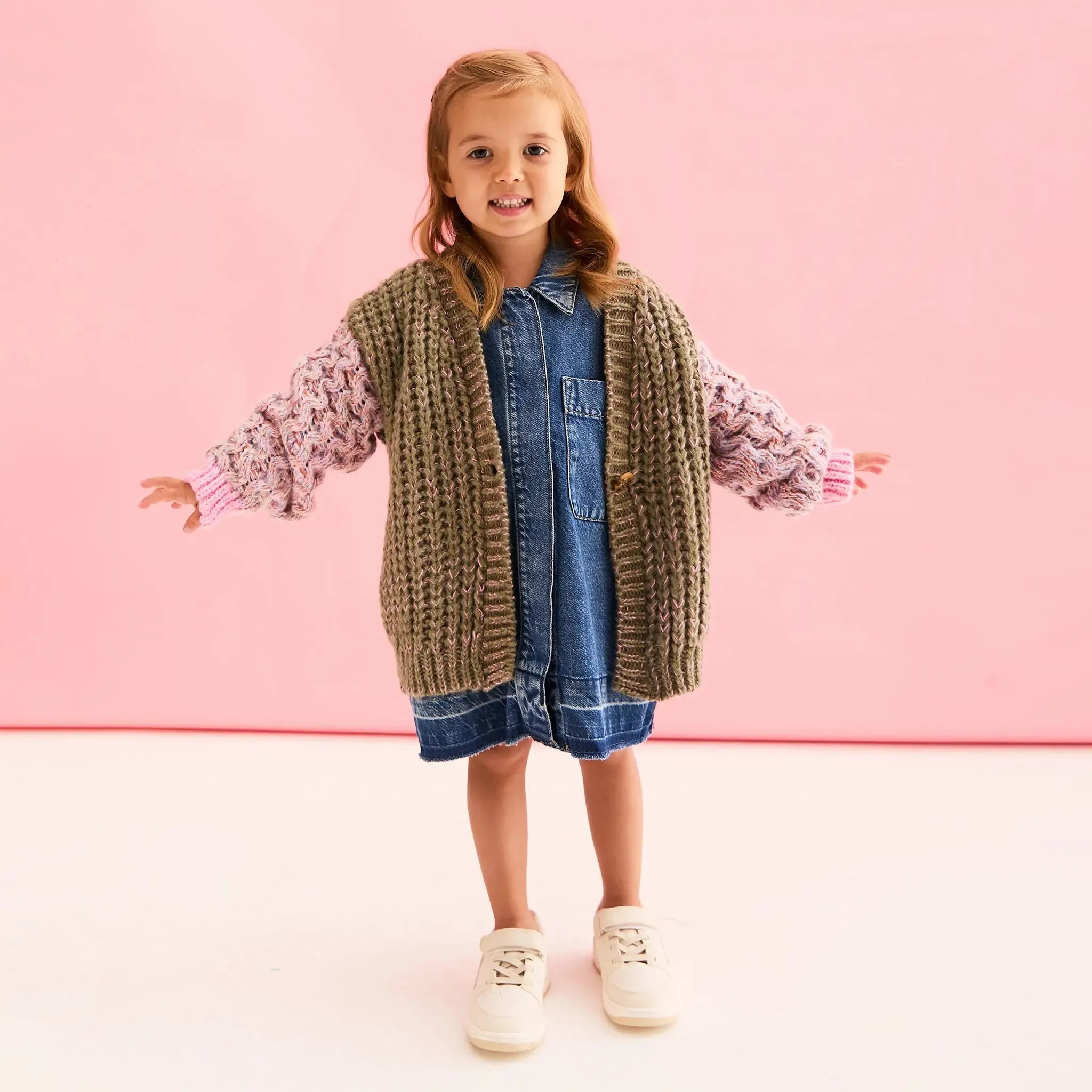 Madison Mini Me Oversized Balloon Sleeve Kids Cardigan