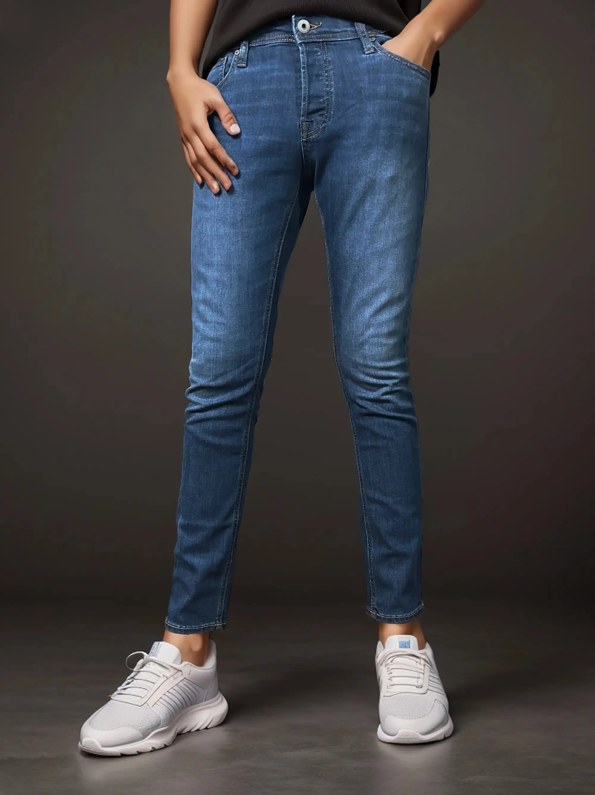 Mens Slim fit Stretchable Blue Denim Jeans