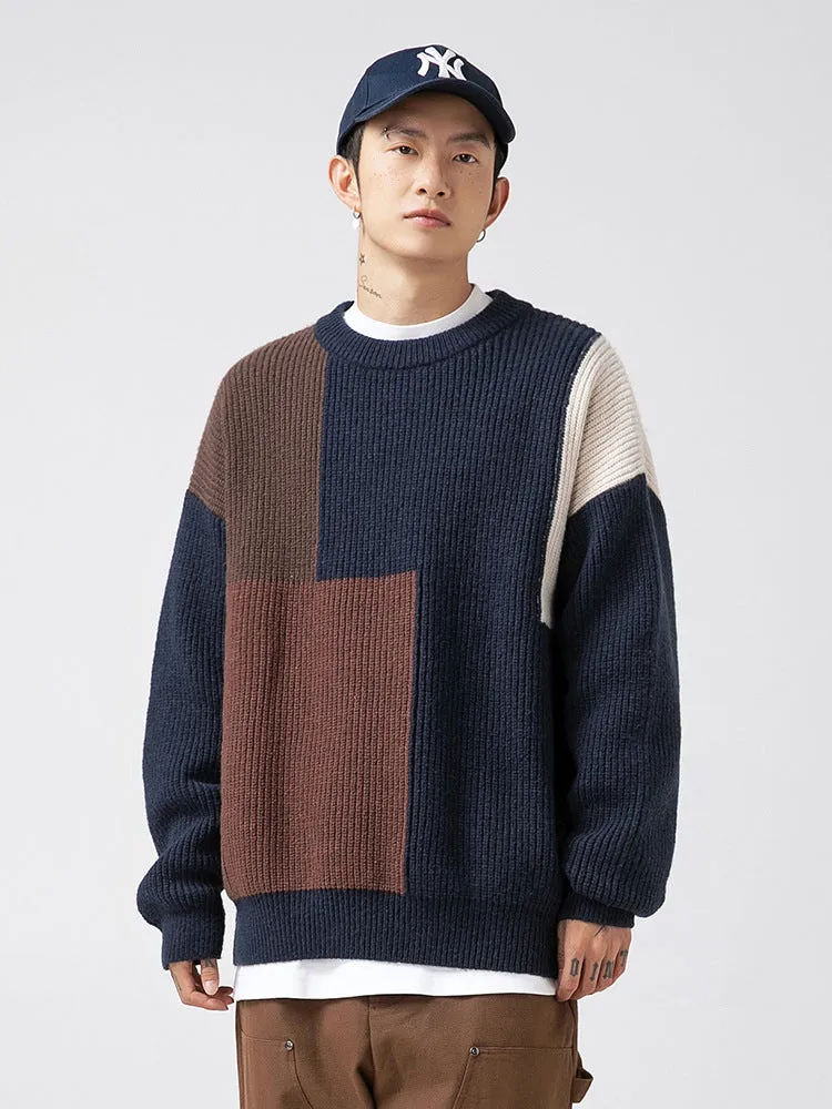 Men'S Spliced Knit Sweaters