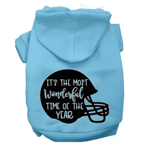 Most Wonderful Time Of The Year (football) Screen Print Dog Hoodie Baby Blue M