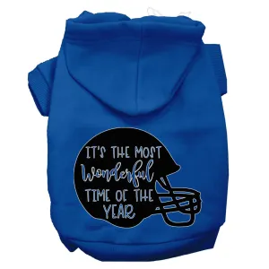 Most Wonderful Time Of The Year (football) Screen Print Dog Hoodie Blue S