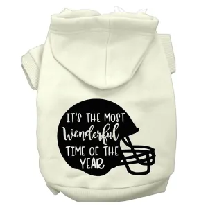 Most Wonderful Time Of The Year (football) Screen Print Dog Hoodie Cream Xxxl