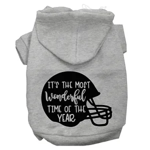 Most Wonderful Time Of The Year (football) Screen Print Dog Hoodie Grey S