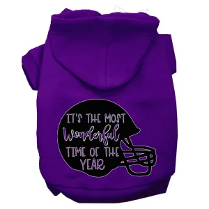 Most Wonderful Time Of The Year (football) Screen Print Dog Hoodie Purple L