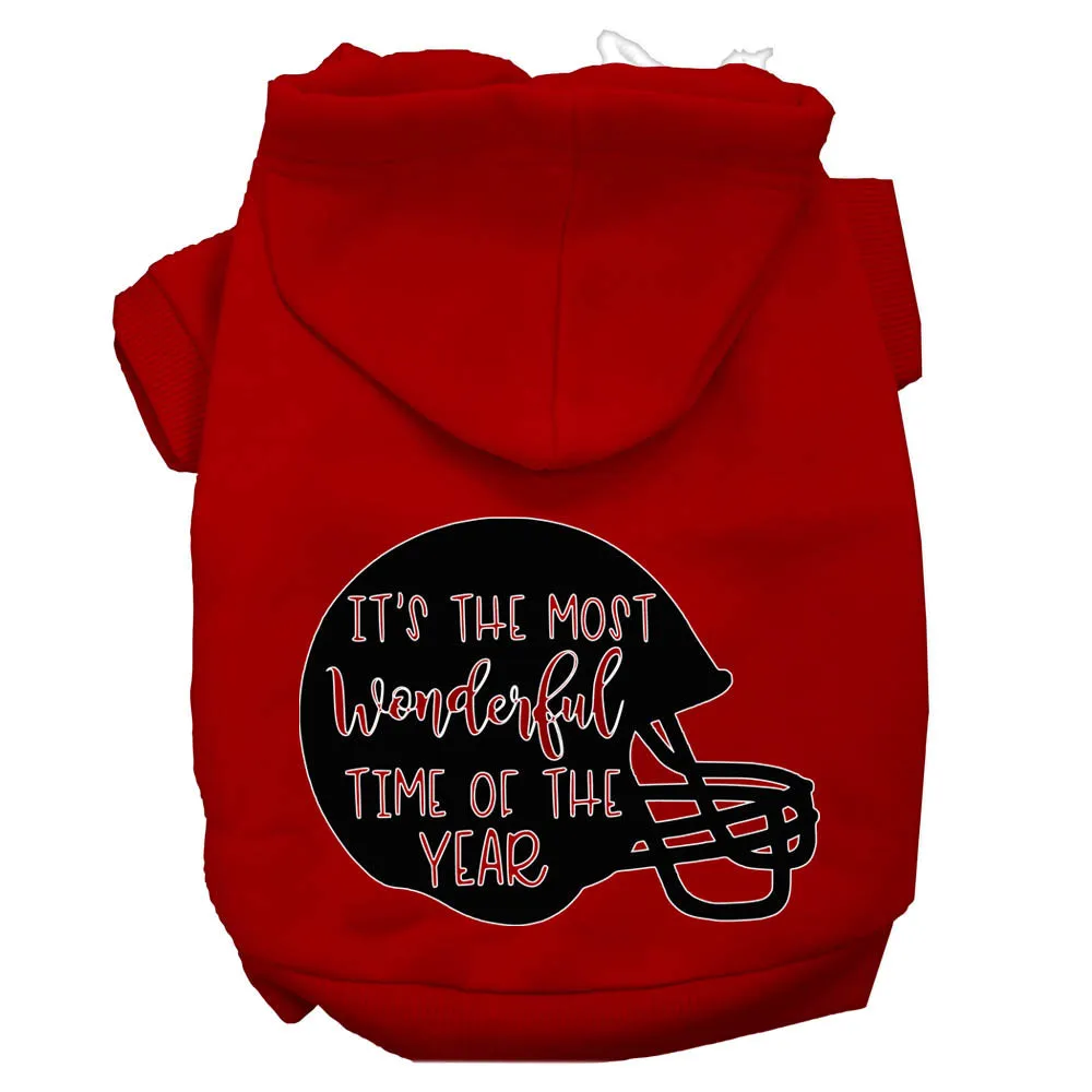 Most Wonderful Time Of The Year (football) Screen Print Dog Hoodie Red M