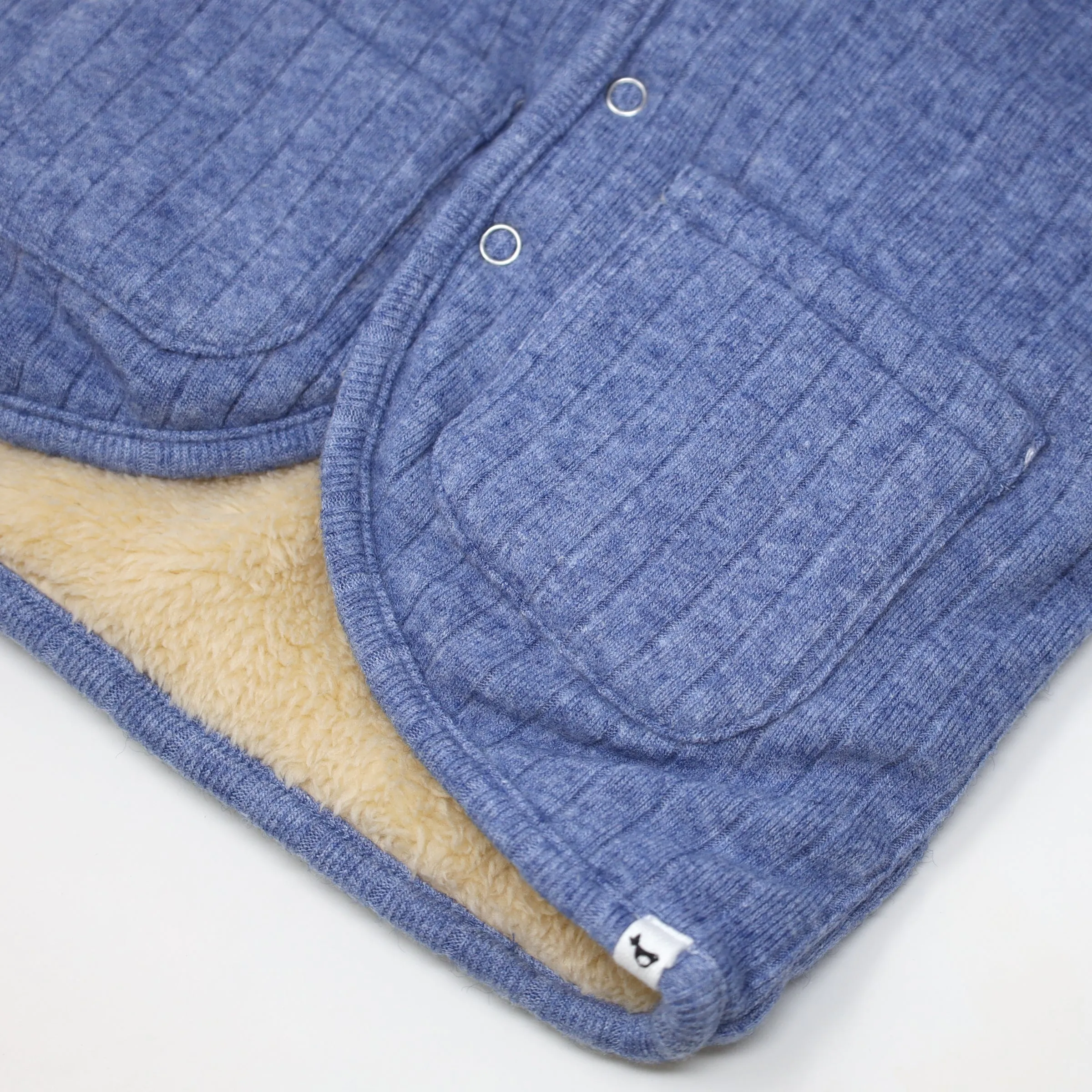 oh baby! Wide Rib Sweater Knit Winter Snowdrift Jacket - Blue Heather (Biscuit Lining)