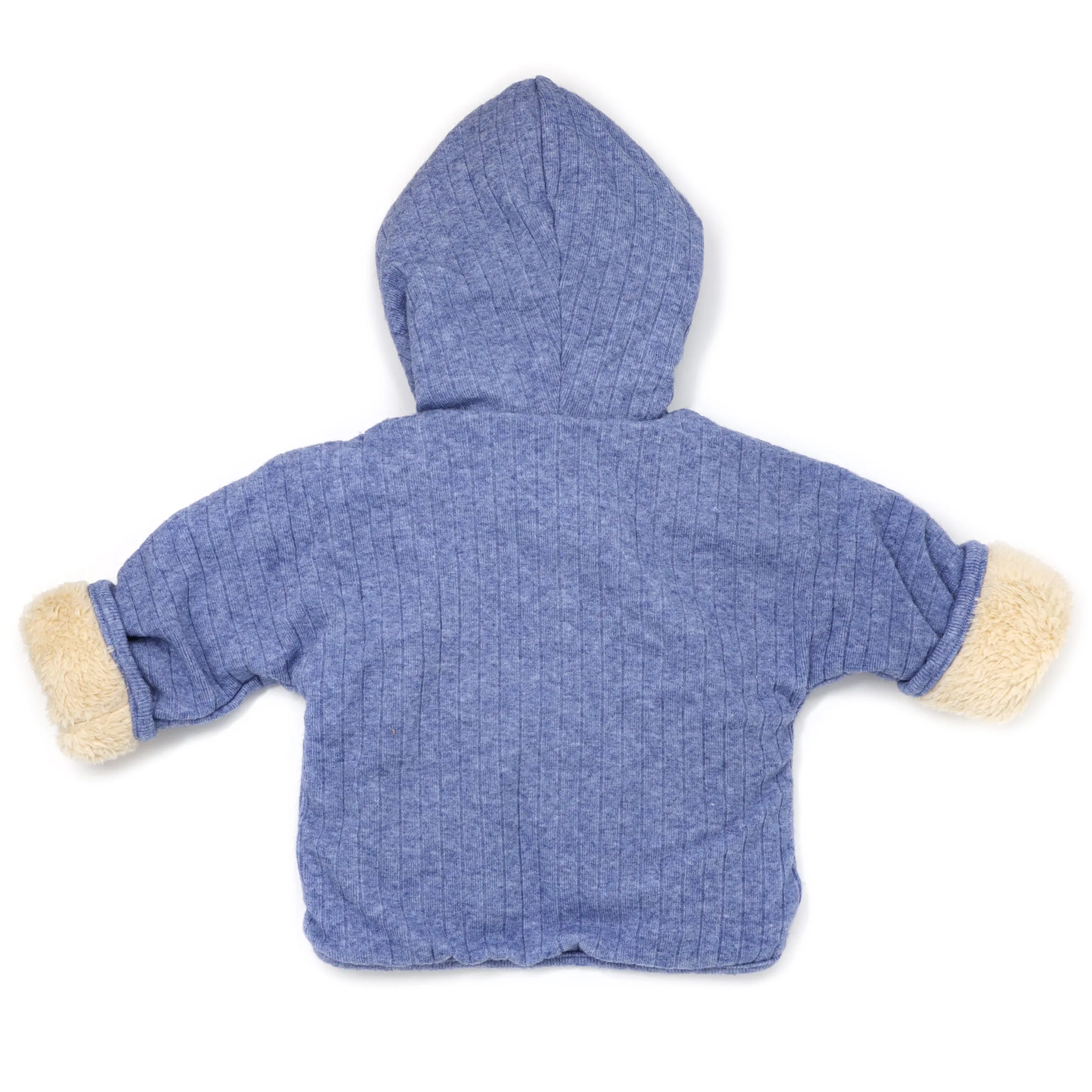 oh baby! Wide Rib Sweater Knit Winter Snowdrift Jacket - Blue Heather (Biscuit Lining)