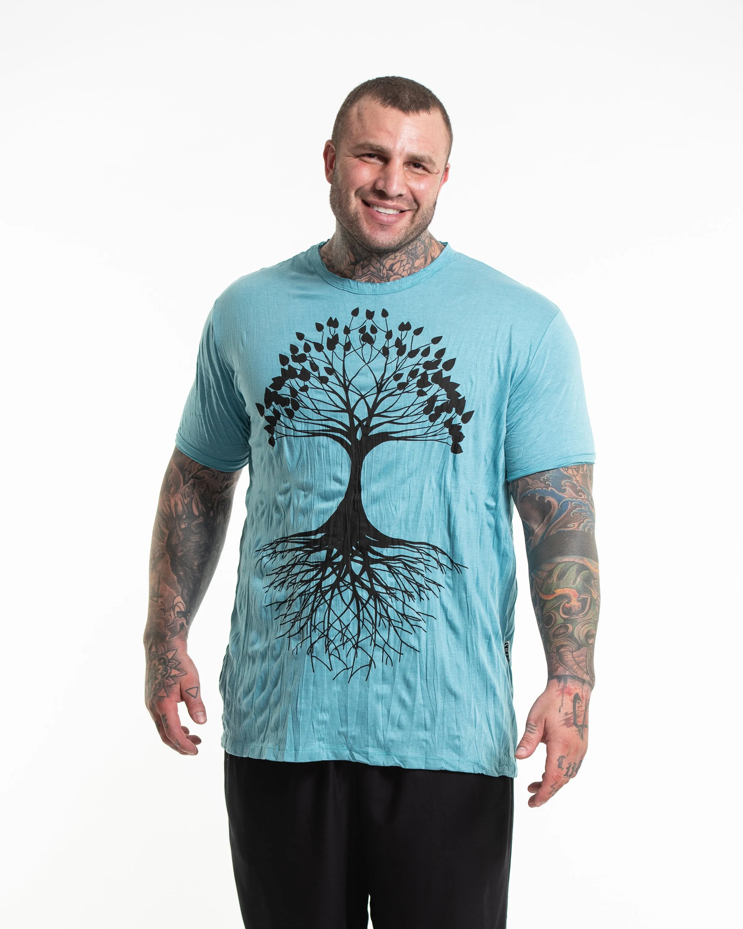 Plus Size Mens Tree of Life T-Shirt in Turquoise