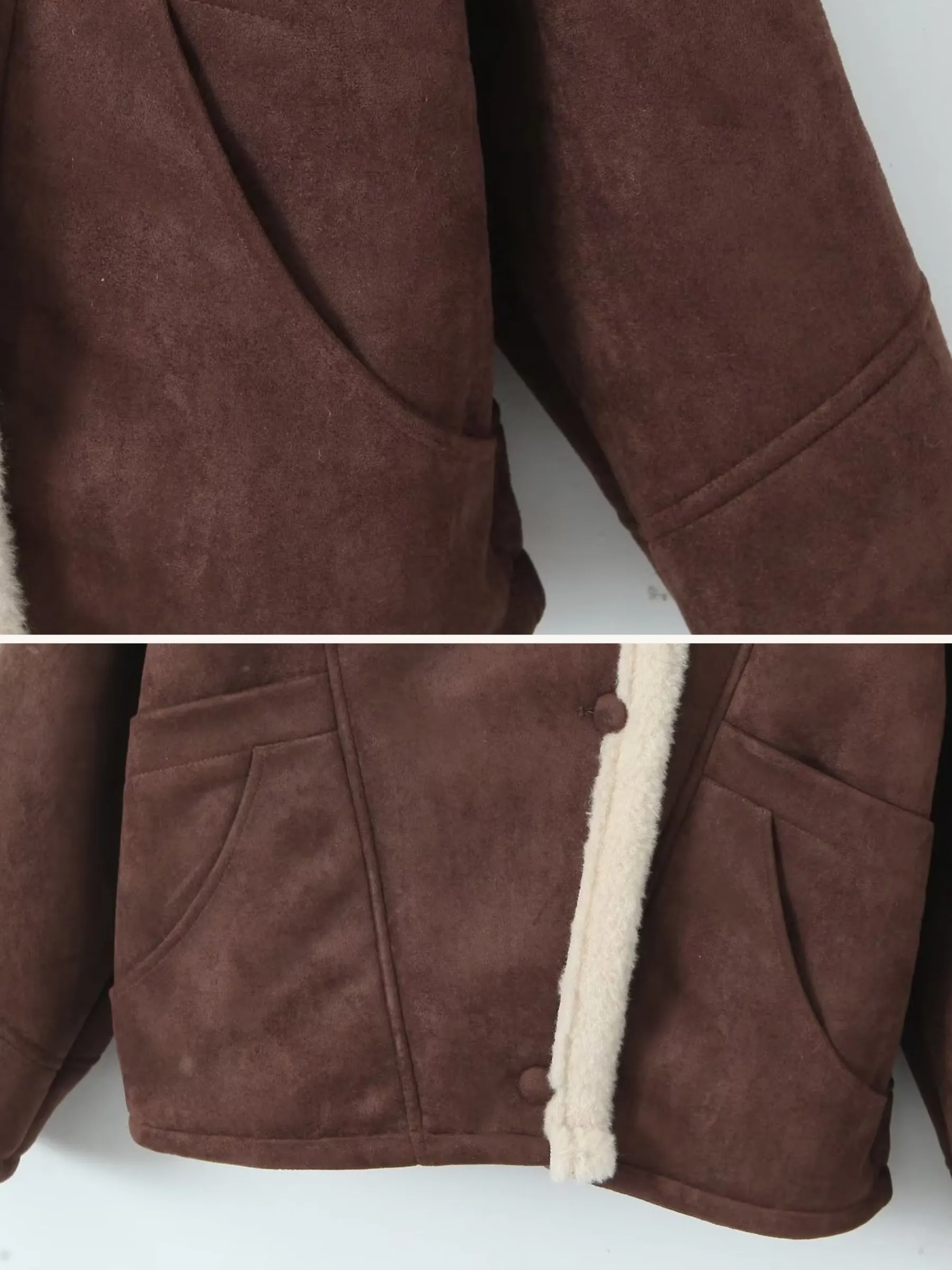 Rachel Faux Suede Shearling Coat