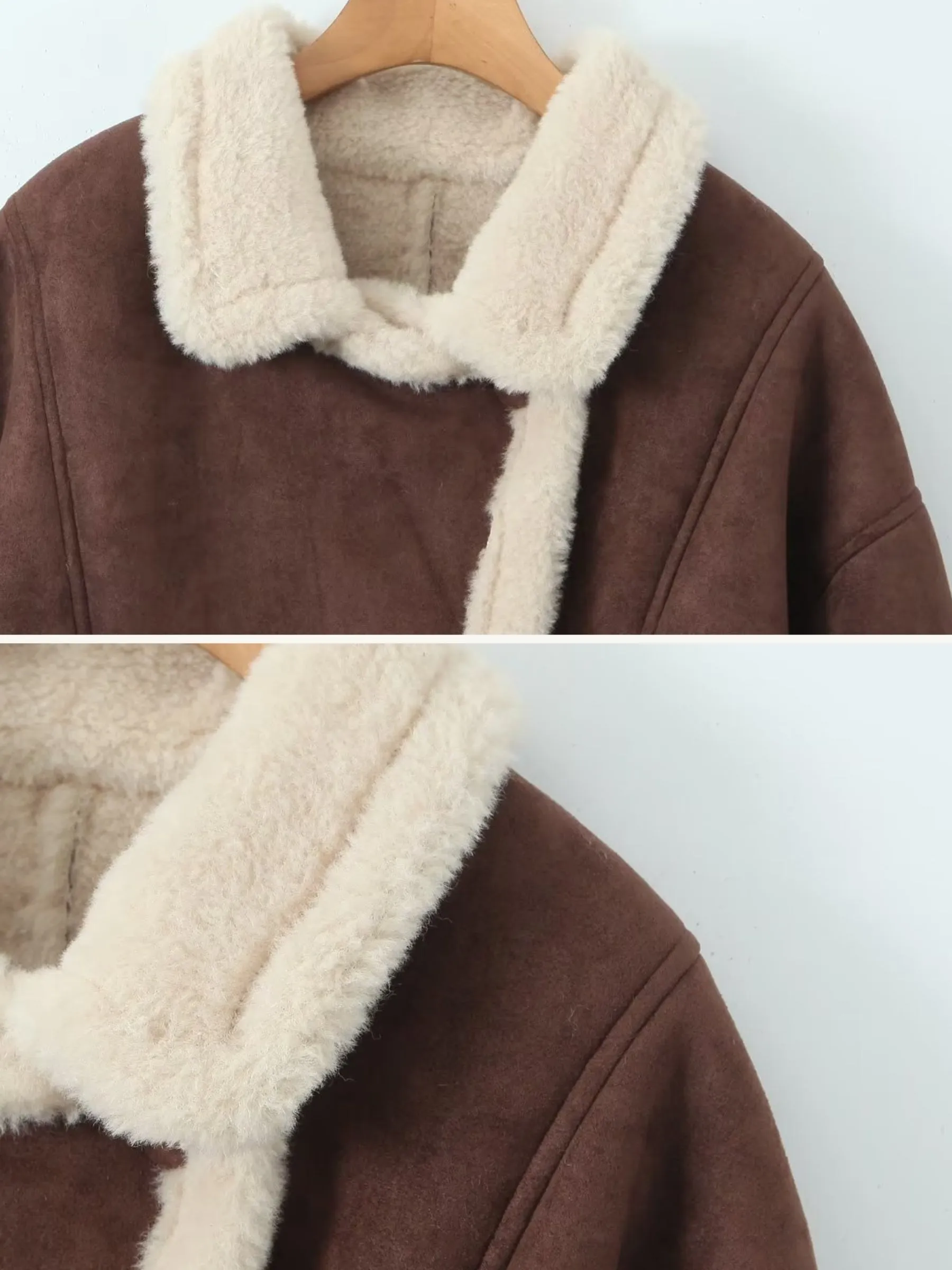 Rachel Faux Suede Shearling Coat