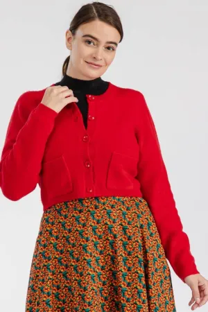 Red Cropped Cardigan