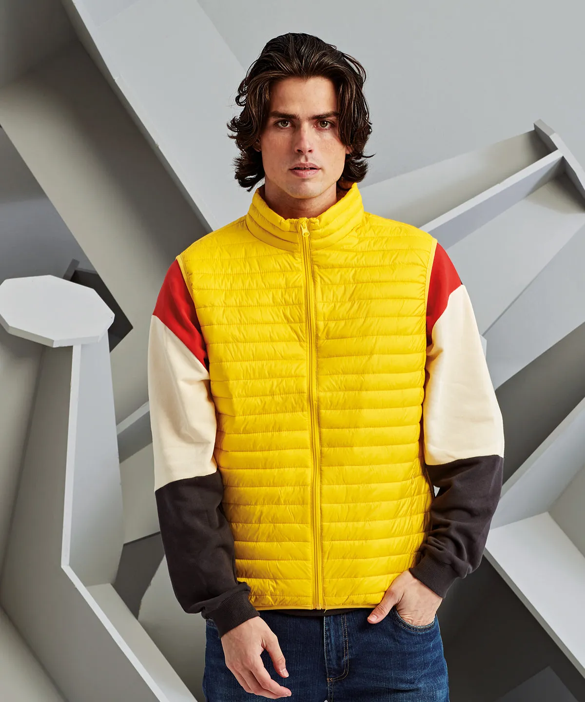 Red - Tribe fineline padded gilet