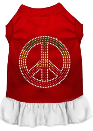 Rhinestone Rasta Peace Dress Red With White Xl (16)