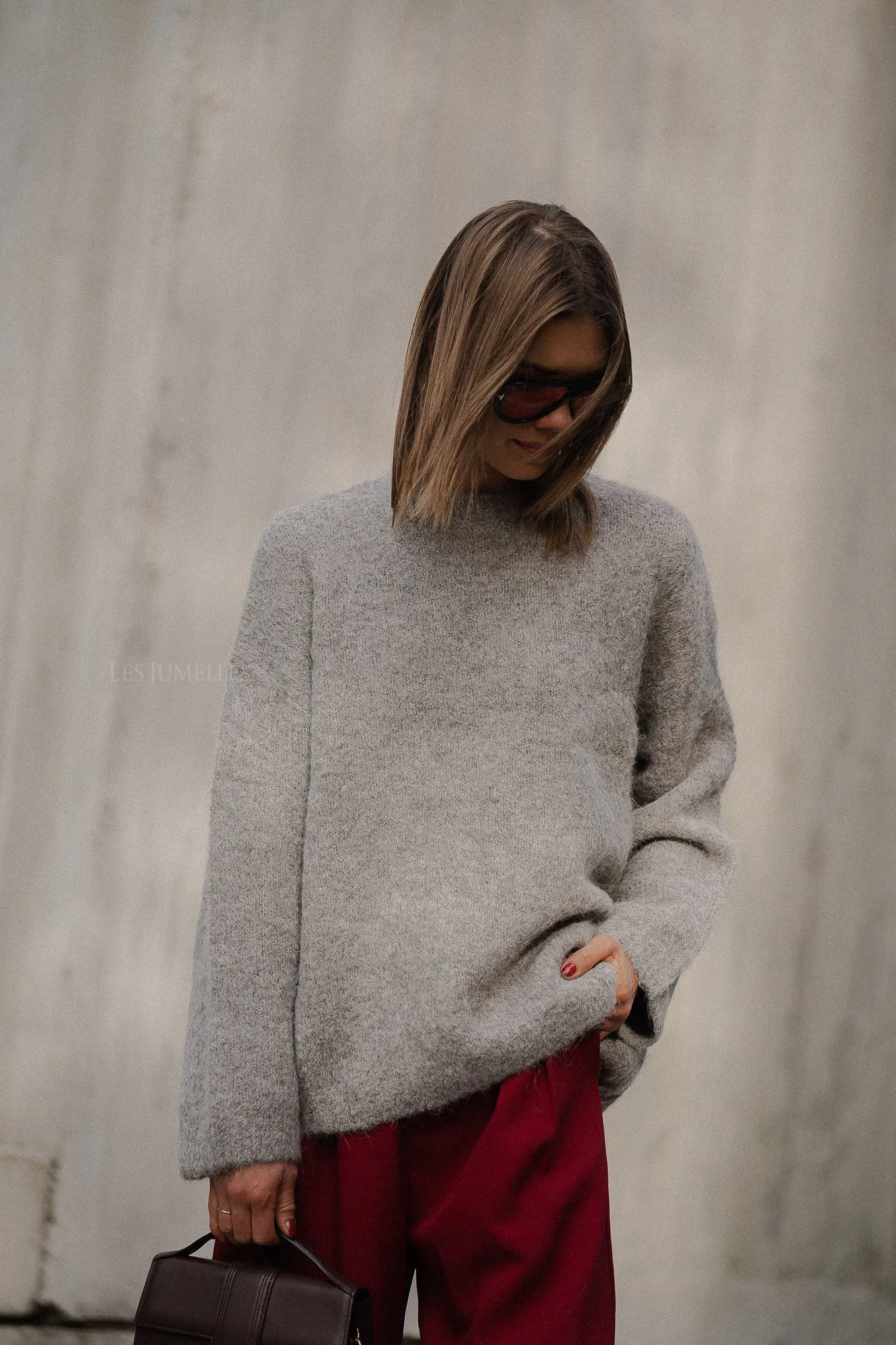 SLFGabella LS knit O-neck steel gray