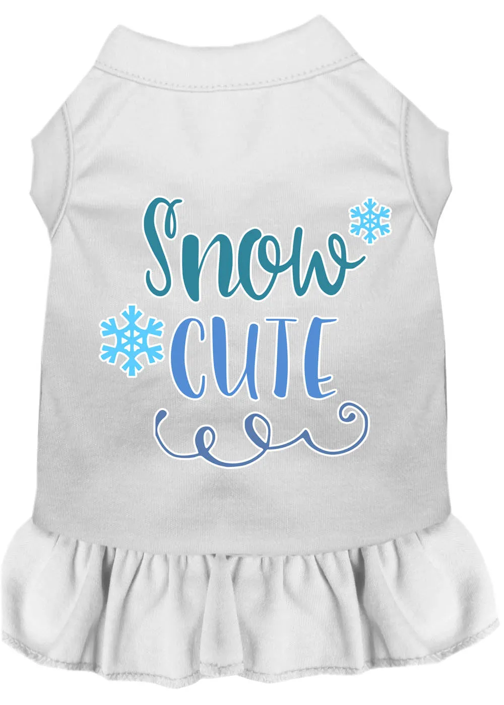 Snow Cute Screen Print Dog Dress White Sm